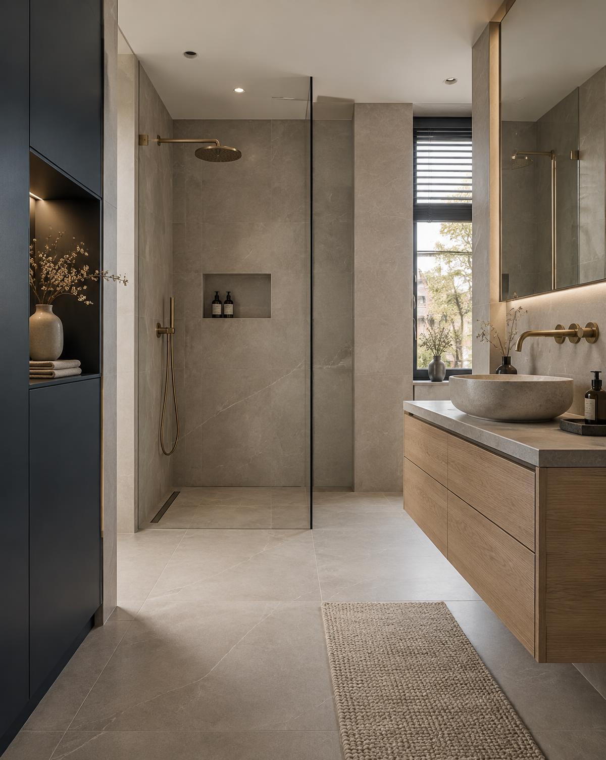 Luxe afgewerkte badkamer met inloopdouche en maatwerkmeubel